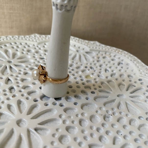 14K Gold and genuine Pearl with diamond chips ring - Picture 13 of 14